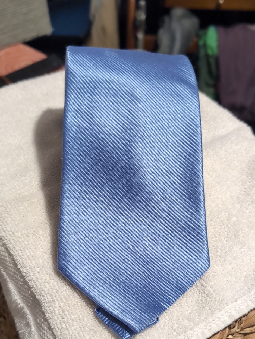 Classic Light Blue Diagonal Ribbed Men's Tie